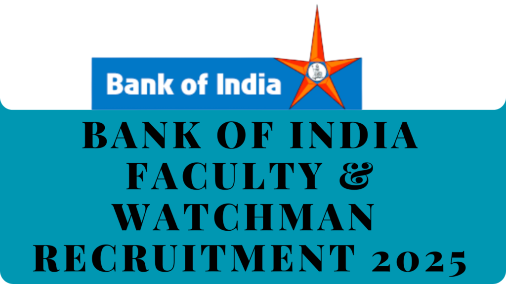 Bank of India Faculty & watchman Recruitment