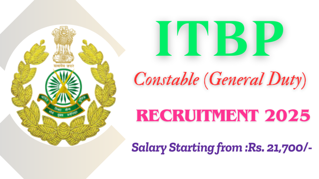 ITBP Constable (General Duty) Recruitment 2025 